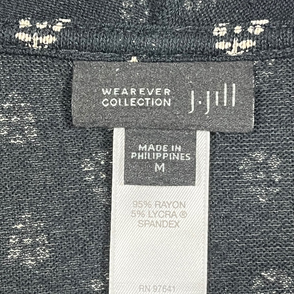 J. Jill Wearever Geometric Print Open Front Cardigan Knit Top Women Medium Flowy - Picture 7 of 8